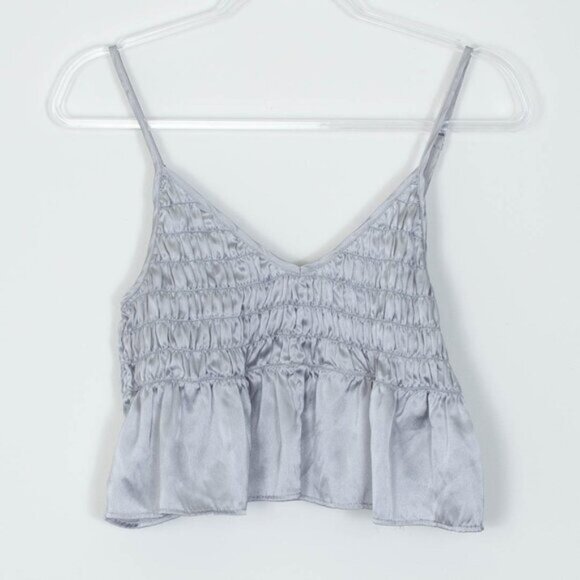 Urban Outfitters Womens Satin Smocked Babydoll Cami Tank Top Size L Y2K Grunge - Picture 4 of 10